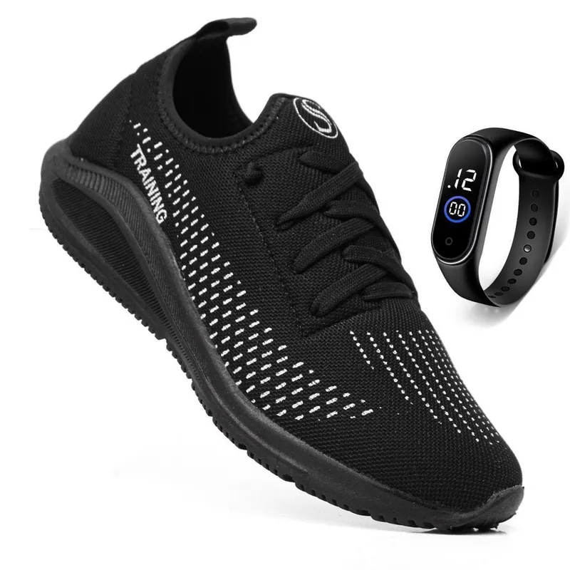 Kit Tenis Esportivo Masculino Academia Corrida Caminhada + Relógio