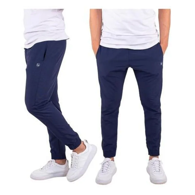 Kit 2 Calças Jogger Skinny Masculina Esporte Tecido Poliamida Premium - Azul+Cinza - M