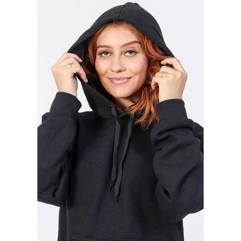 Blusa Frio Moletom Canguru Feminino Fechada Quentinha Capuz