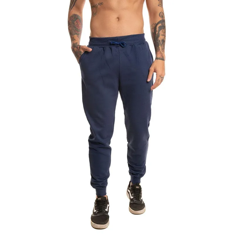Calça Moletom Unissex Lisa Sem Estampas Com Bolsos