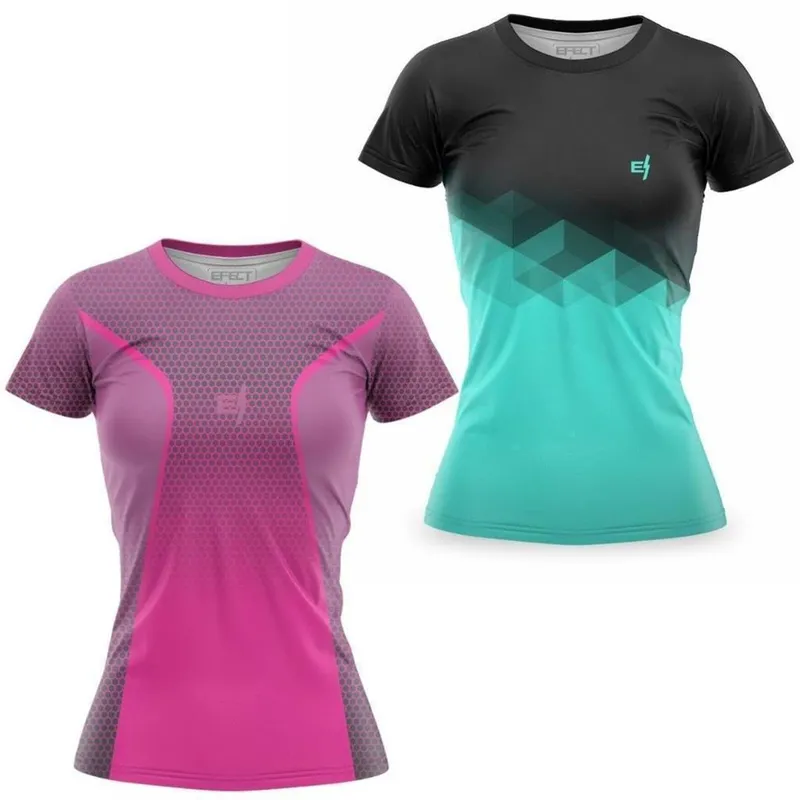 Combo Kit 2 Camiseta Academia Blusa Feminina Fitness Caminhada Musculação Corrida Treino