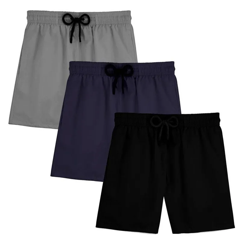 Kit 3 Short Masculino Bermuda Praia Verão Treino Esporte Mauricinho Tactel