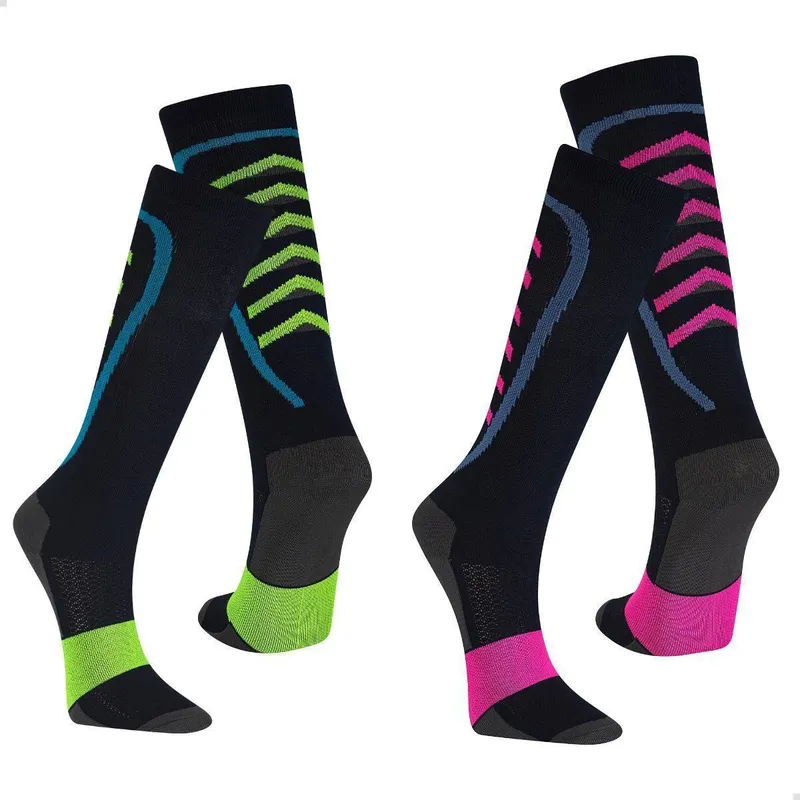 Kit 2 Pares Meia de Compressão Alta Poliamida Esportiva Ciclismo Corrida Treino Unissex