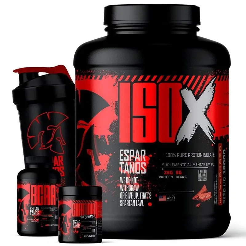 Kit Whey Protein ISO X 1800 + BCAA + Creatina 100g + Coqueteleira