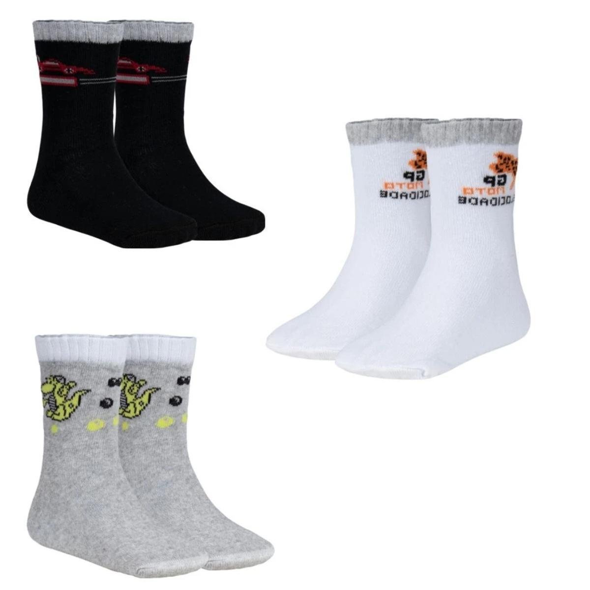 Kit 3 Pares Meias Infantil Menino Algodão Confortavel Dallf