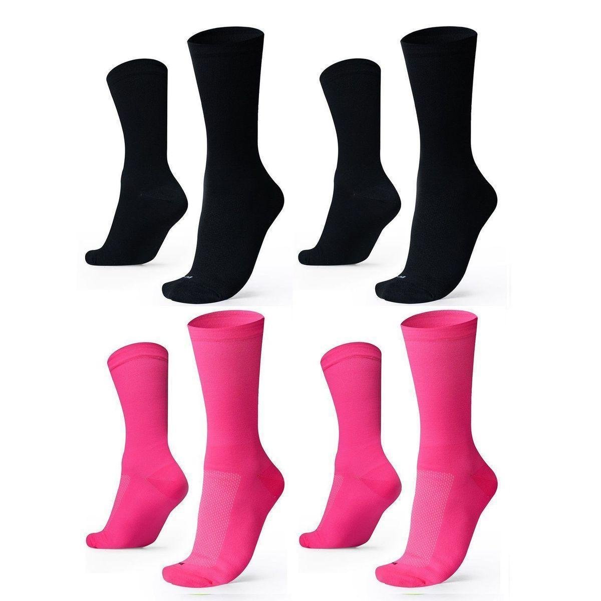 Kit 04 Pares Meia De Corrida Lisas B.V. PRETO/ROSA 36-42