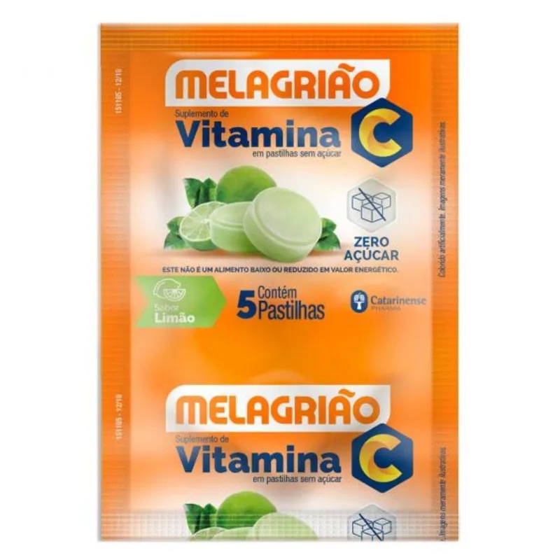 Melagrião Vitamina C Zero Açucar Sache 5 Pastilhas Catarinense