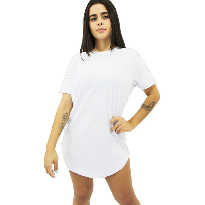 Camiseta Algodão Feminina Longline Treino Academia Fitness