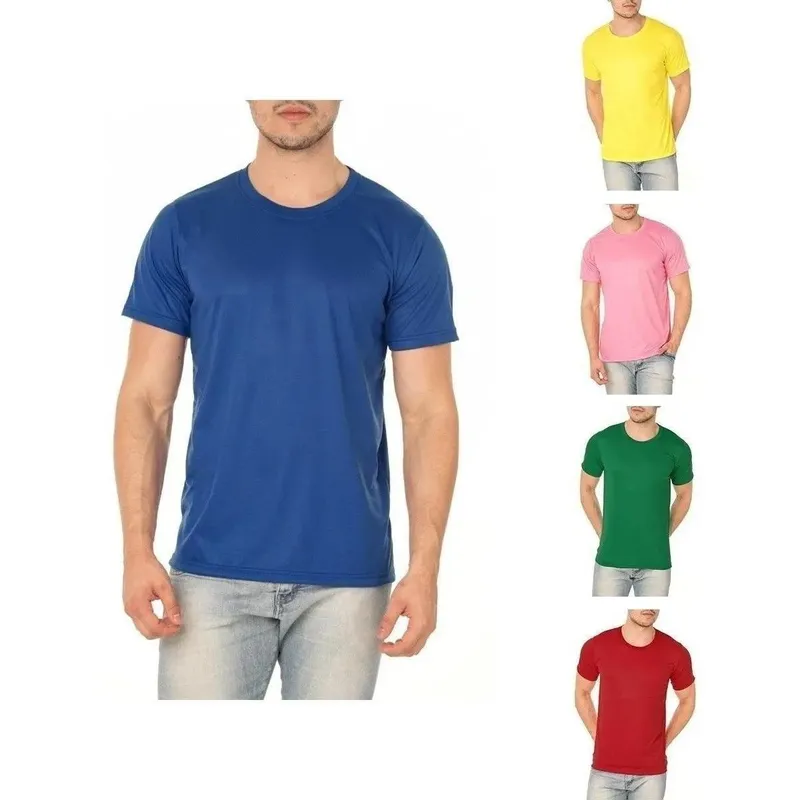 Kit 5 Camisetas Lisas Masculina 100% Poliéster Cores Sortidas