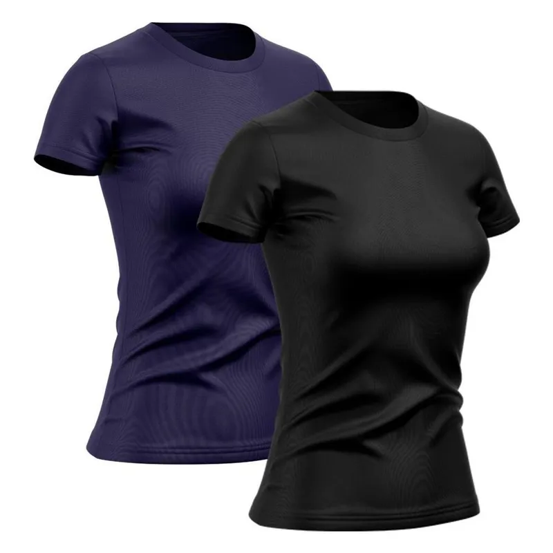 Kit 2 Camiseta Feminina Manga Curta Dry Proteção Solar UV Blusa Baby Look Academia Treino Camisetas