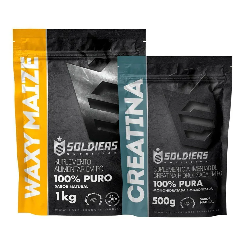 Kit: Creatina Monohidratada 500g + Waxy Maize 1Kg - 100% Puro Importado - Soldiers Nutrition