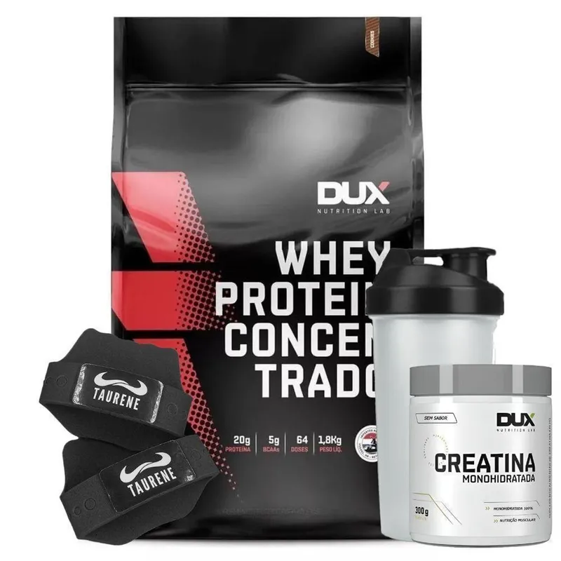 Whey Concentrado Cookies 1,8Kg + Creatina Luva - Dux