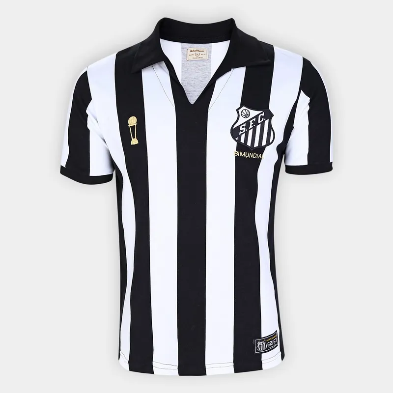 Camisa Santos 1963 Bi Mundial Listrada Retrômania Masculina