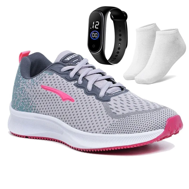 Kit Tenis Feminino de Caminhada Academia com Relógio e Meia