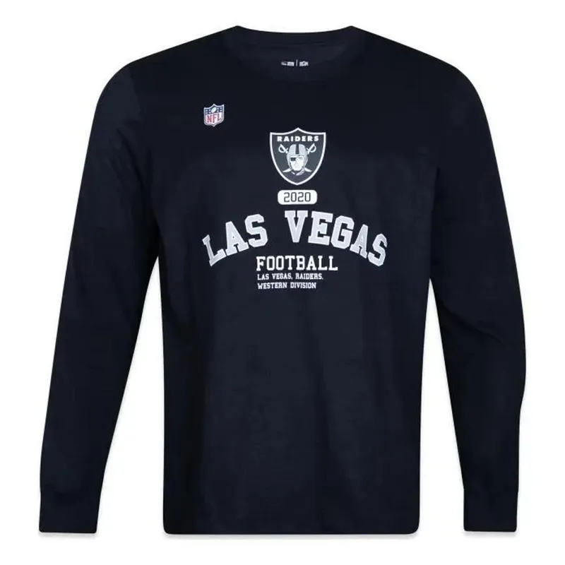 CAMISETA MANGA LONGA NEW ERA RAIDERS CLUB HOUSE NFI24TSH030 PRETA