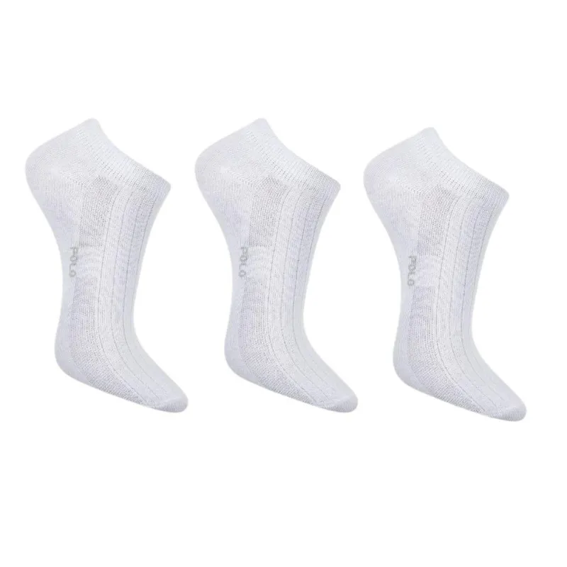 Kit 3 Pares de Meias Feminino Invisível Canelada Branca
