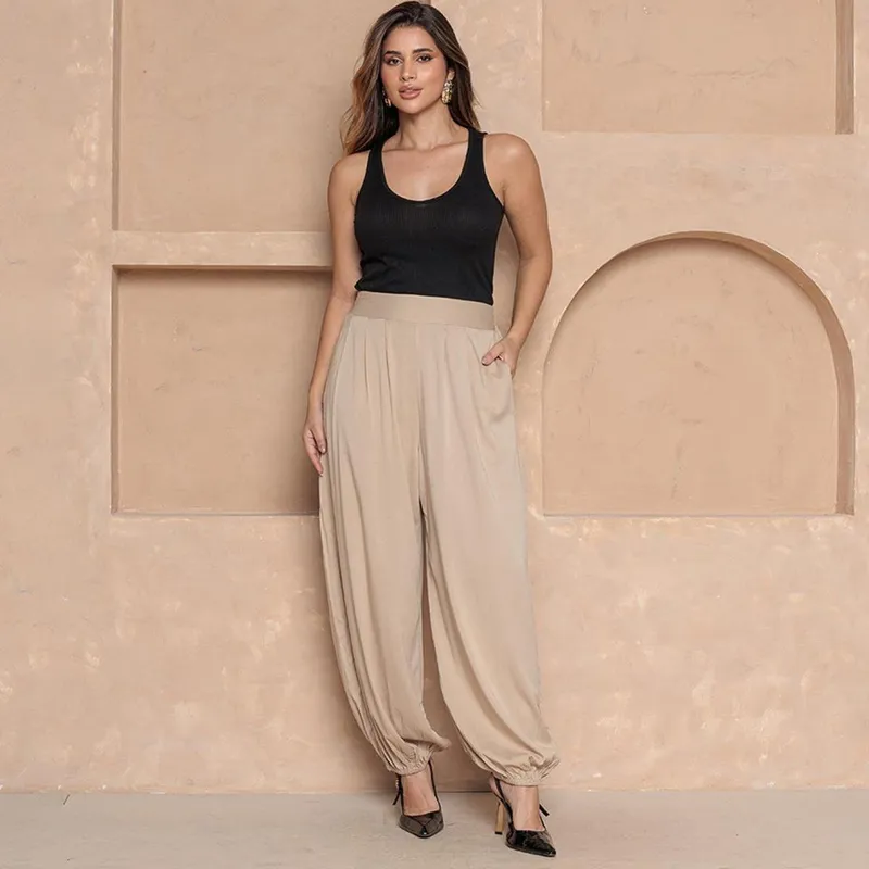 Calça Raissa – Modelo Aladim – BBonnie Bege