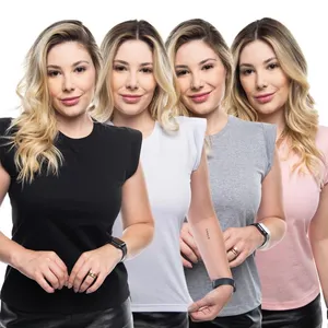Kit 4 Camisetas Feminina Muscle Tee Básica Lisa