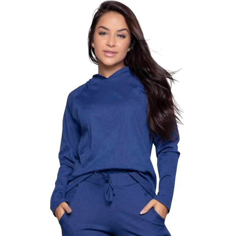 Blusa Fitness Comfy Canelada Vekyo Com Capuz Roupa Para Treino Frio Moda Feminina Academia