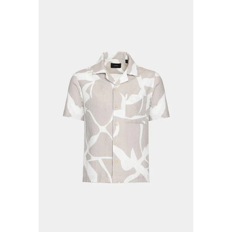 Camisa Aramis Regular Manga Curta Infantil Caqui Branco