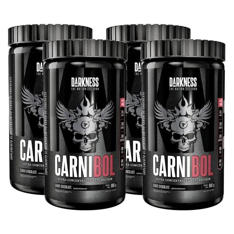 Combo 4 Carnibol Isolado Hidrolisado Chocolate 900g Darkness