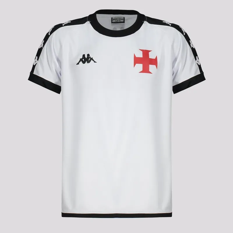 Camisa Kappa Vasco Supporter Culture Juvenil Branca e Preta