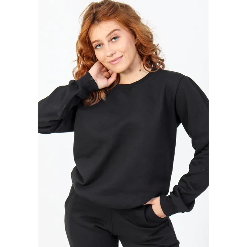 Blusa Frio Moletom Gola Careca Feminina Lisa Basica