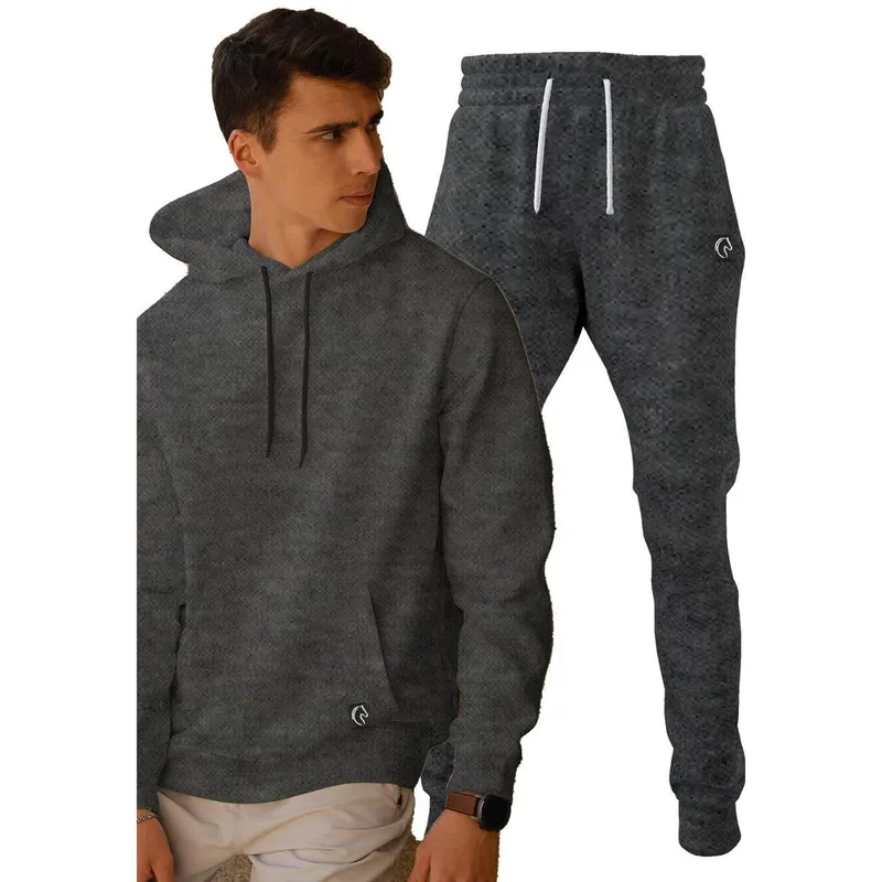 Conjunto Masculino Abrigo Blusa e Calça de Moletom Chumbo