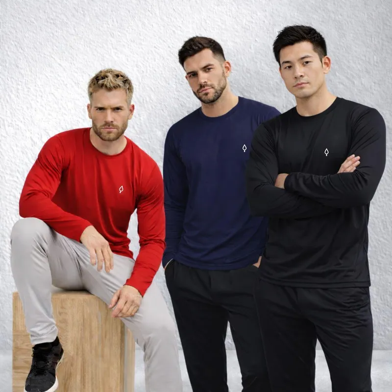 Kit 3 Camiseta Dry Manga Longa Resina Masculina Fitness Corrida Academia
