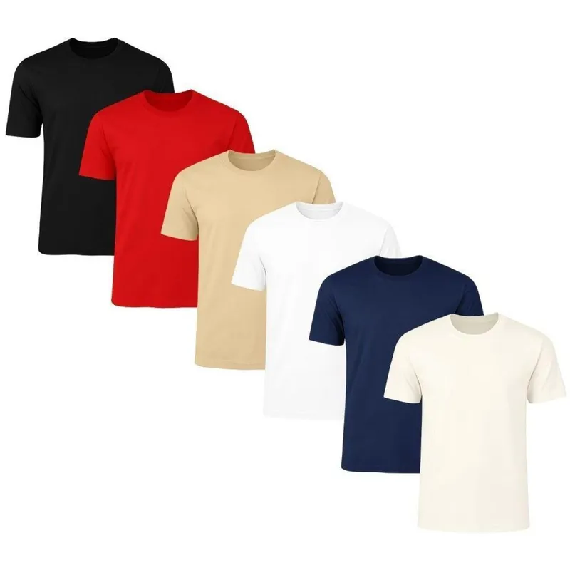 Kit 6 Camisetas Masculina Lisa Básica 100% Algodão 02
