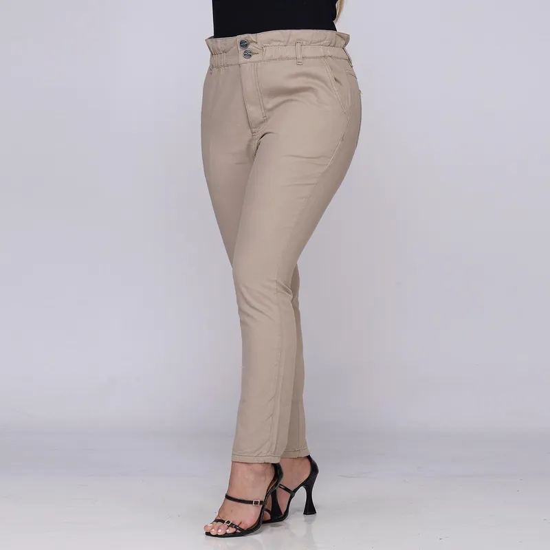 Calça Clochard de Sarja Feminina Cintura Alta 7921