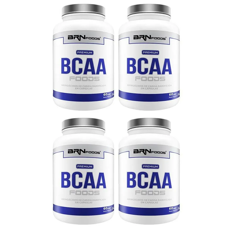 Kit 4x PREMIUM BCAA 60 cáps – BRN Foods