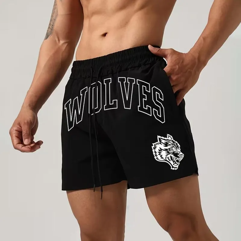 Short Tactel Masculina Leve Mauricinho Treino Fitness Gym Lobos Estilo Dark Exclusiva Slim