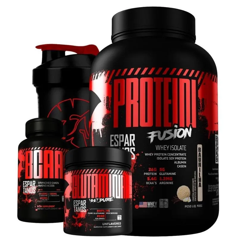 Kit Whey Protein Fusion + Bcaa + Glutamina + Shaker