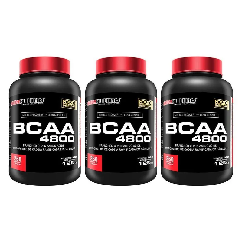 Kit 3x BCAA 4800 - 250 cáps – Bodybuilders
