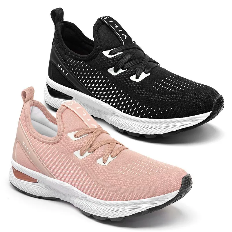 Kit 2 Pares Tênis Feminino Casual Vili Academia Caminhada