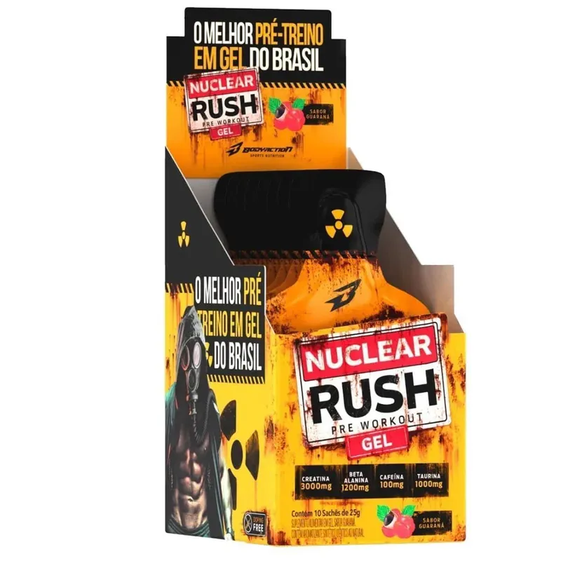 Nuclear Rush Gel - 10 Sachês 25g Guaraná - BodyAction