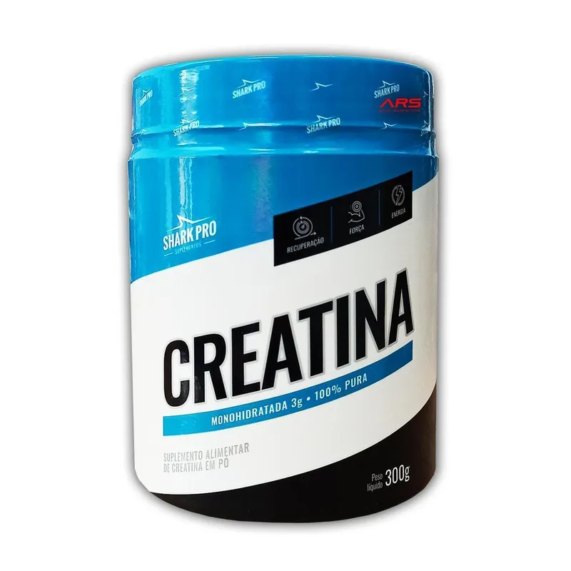 Creatina Pura 300g 100% Monohidratada - Shark Pro;Sabor:Sem