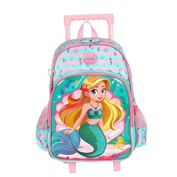 Mochila de Rodinhas Sem Alça Luxcel Up4You Sereia Verde Rosa Único