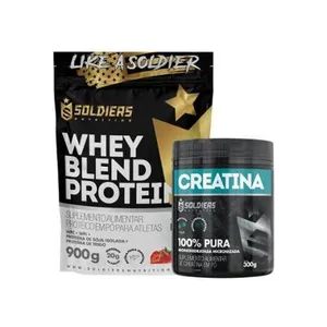 Whey Blend Protein Concentrado e Isolado - 900g+ Creatina Monohidratada - Soldiers Nutrition