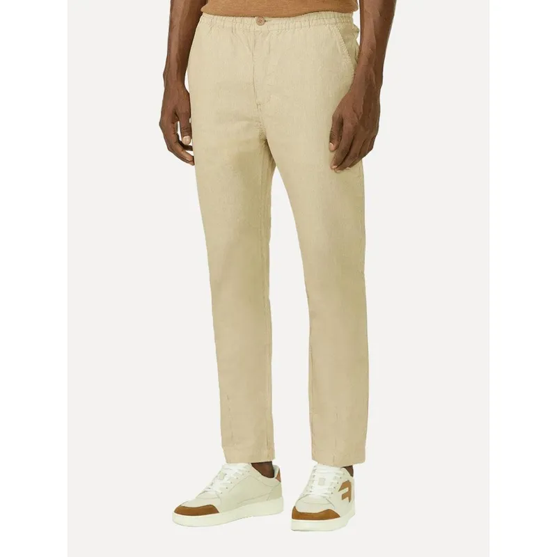Calça Foxton Masculina Linho Nice Listrada Cáqui
