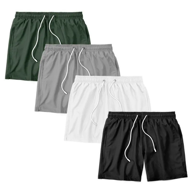 Kit 4 Shorts Bermuda Masculino Tactel Liso Praia Academia