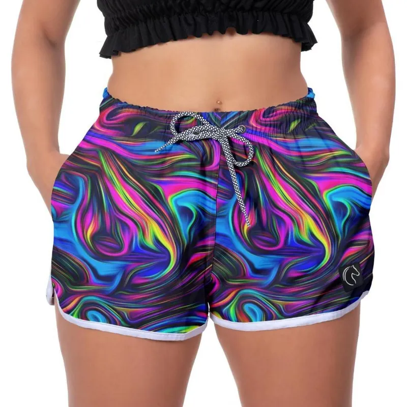 Short Praia Psicodelic Feminino Estilo Conforto Lançamento