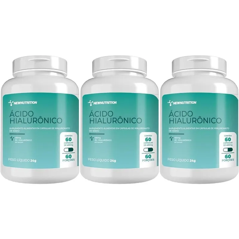 Kit 3X Ácido Hialurônico 150mg - 60 Cápsulas - NewNutrition
