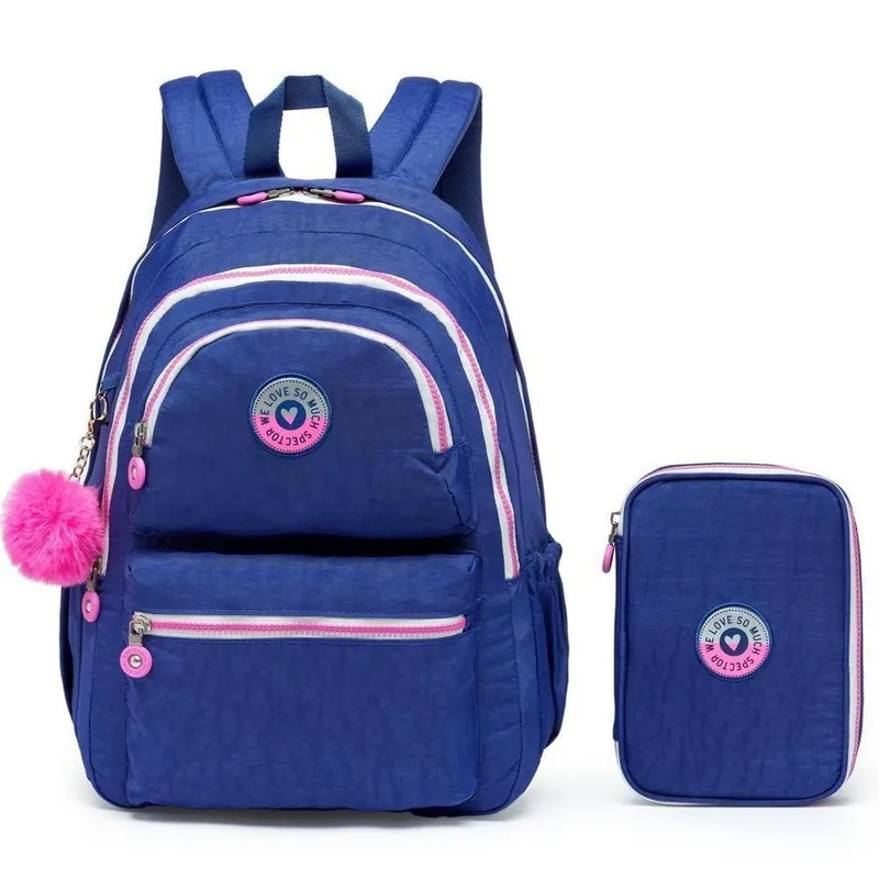 Kit Mochila Estojo Reforçado Escolar Faculdade Espaçosa 15 Litros