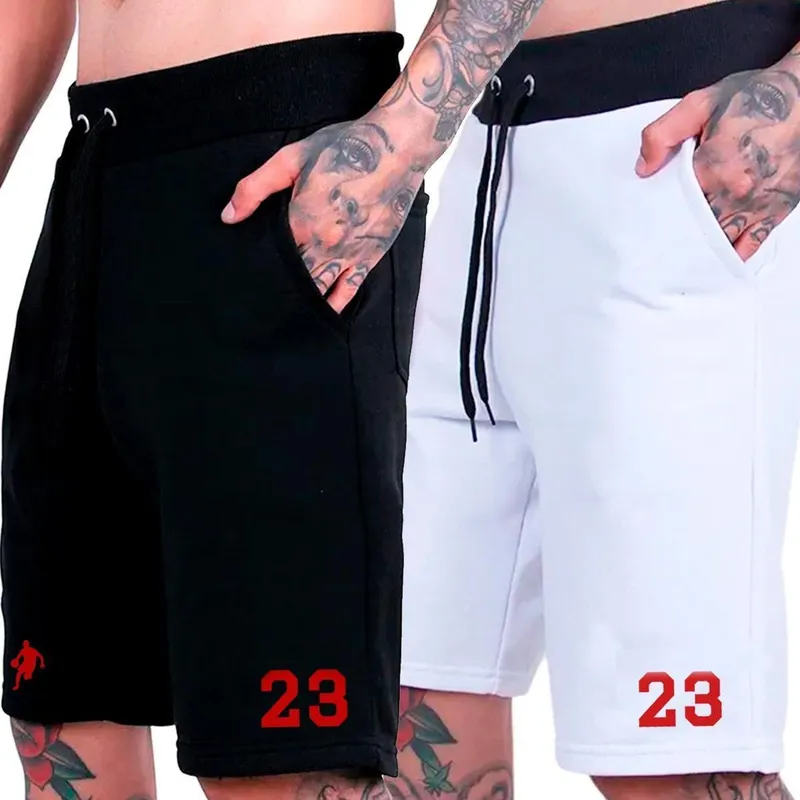 Kit 2 Bermudas Moletom Esportivas Shorts Basquete Americano 23 Plus Size