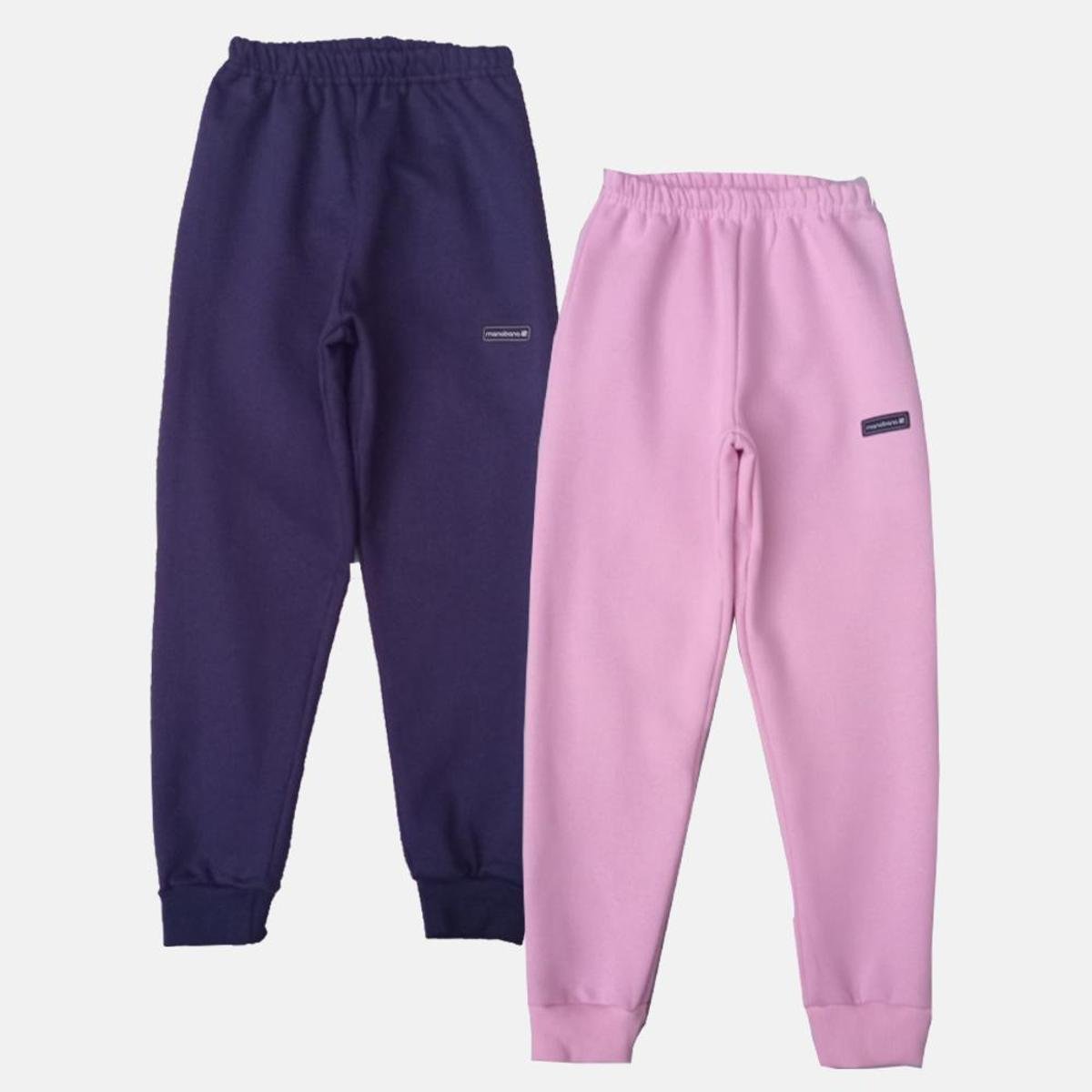 Kit 2 Calças jogger Moletom Flanelado Infantil unisex Camuflada e Rosa Bebê