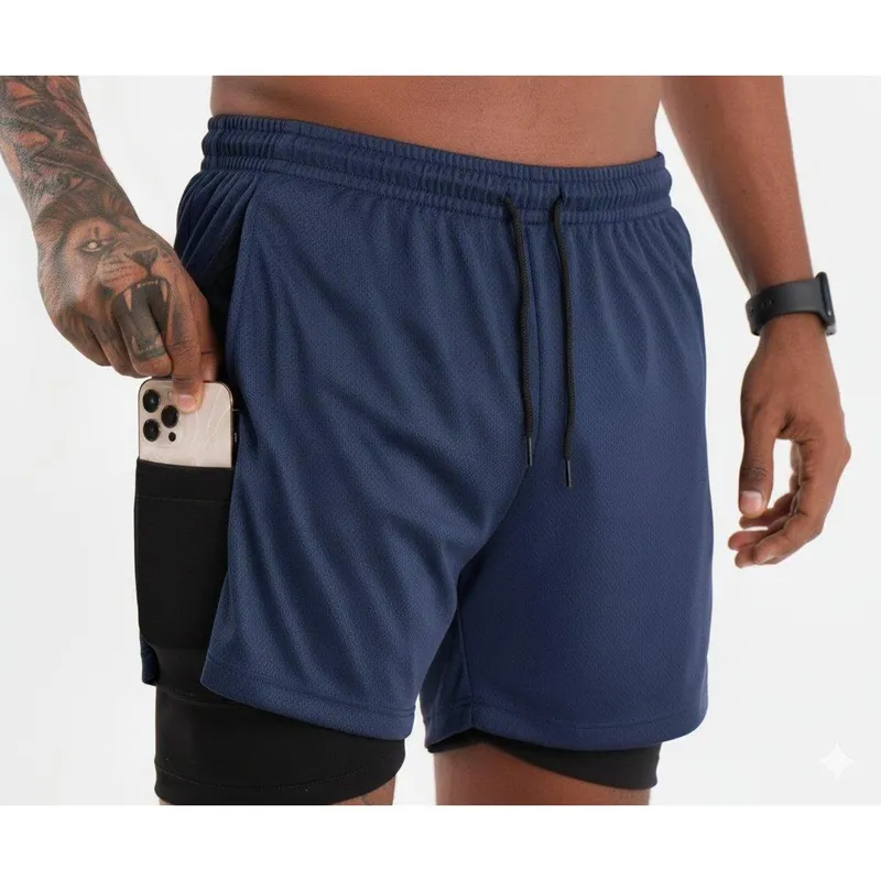 Bermuda Dupla Compressão Masculina Short Fitness Academia