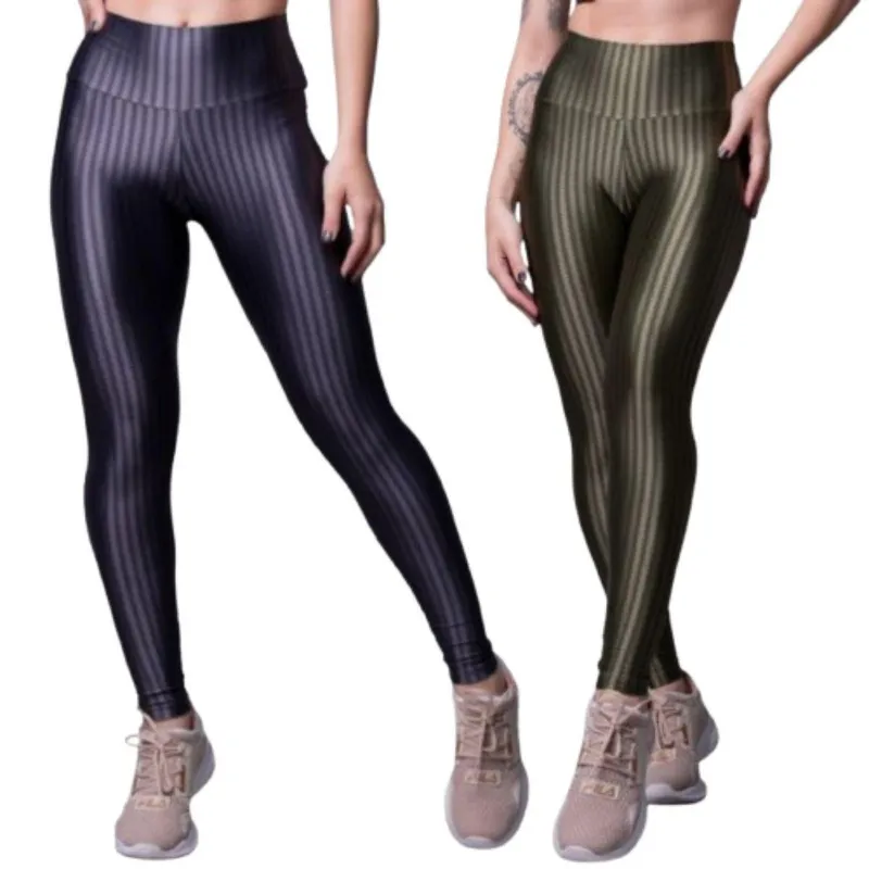 Calça Legging de Academia New Zig 3D Serra e Mar Kit Com Duas Cores Roupa de Treino Moda Fitnees