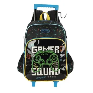 Mochila de Rodinhas Com Alça Luxcel Up4You Gamer Preto Único